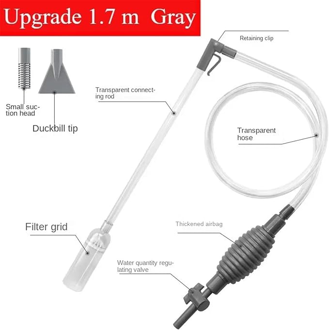 Fish Tank Siphon Vacuum Gravel Water Exchanger,Aquarium Sand Cleaning and Water Changing Cleaning Kit(Upgrade-2.6m)