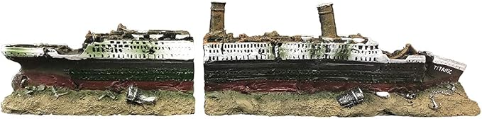 SLOCME Aquarium Titanic Shipwreck Decorations - Resin Material Ship Decorations,Fish Tank Sunken Ship Ornament Aquarium Environment Friendly Decorations