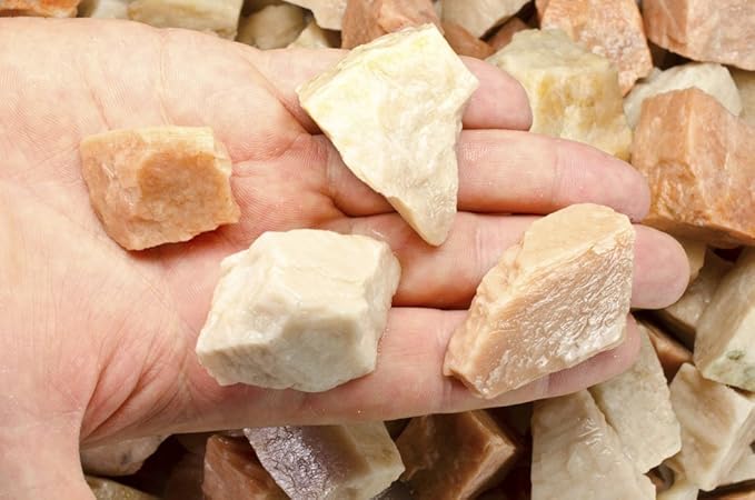 Fantasia Materials: 1 lb Tan/Orange Moonstone Rough Stones from India