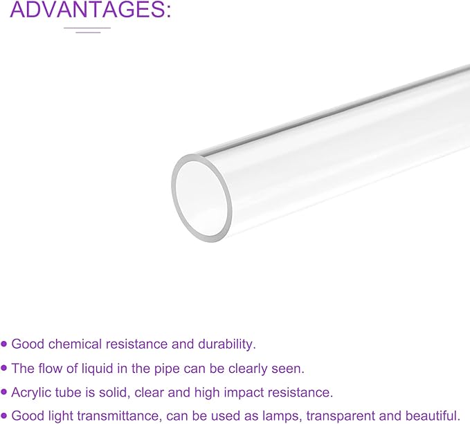 DMiotech 21mm x 25mm 20" Clear Acrylic Pipe Rigid Plastic Tubing for Aquarium Water Pipe, Water Cooling System, Plumbing