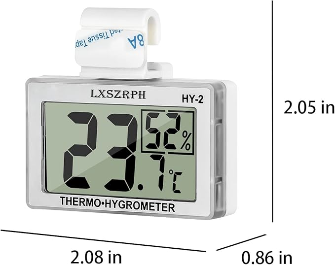 Reptile Hygrometer Thermometer, Digital Amphibian Hygrometer Thermometer with Hook Temperature Humidity Meter Gauge for Reptile Tanks, Terrariums, Vivarium, LCD Display 1pack
