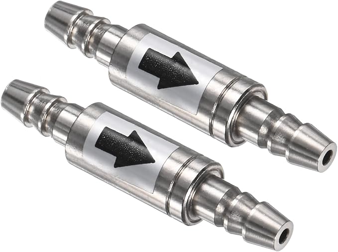 M METERXITY 2-Pack CO2 Check Valve Aquarium, One Way Stainless Steel Check Valve for Aquarium Co2 System Diffuser/High Power Air Pumps/Fish Tank, Non-Return Aquarium Air Valve
