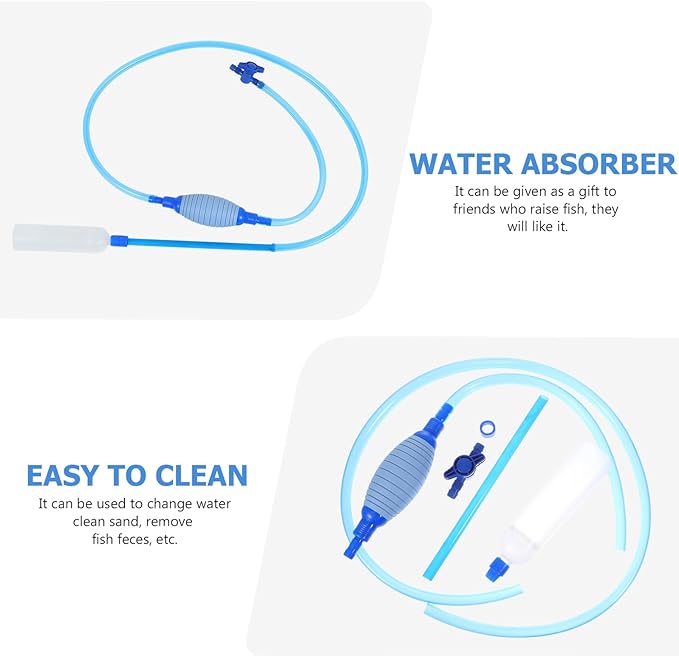 Toyvian Fish Tank Cleaner Gravel Vacuum Water Changing Device Sand Washing Tool Large Blue Aquarium Gravel for Household Aquatic Pet Maintenance