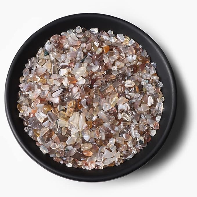 3-5MM Natural Stone Gravel Quartzs Agat Jaspers Chips Minerals Tumbled Specimen Stone Home Aquarium Decoration,NO.24 Botswana Agate,50g