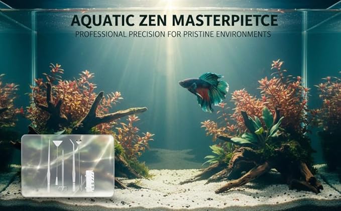 6 Pcs Aquarium Kit, Stainless Steel Plant Tools Set with Algae Scraper, Tweezers, Scissors, and Sand Spatula, Holder Included, Silver