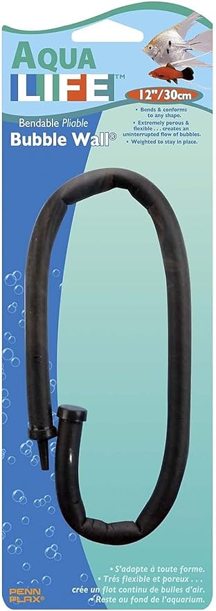 Penn-Plax Aqua Life Bendable Aquarium Bubble Wall – Flexible Air Diffuser and Bubbler for Fish Tanks – 12” Length