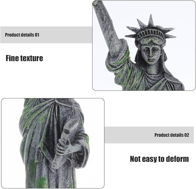 ULTECHNOVO Statue of Liberty Ornament 7.8 Inch Resin Fish Tank Decoration Small USA Souvenir Miniature Office Desk and Garden Accent