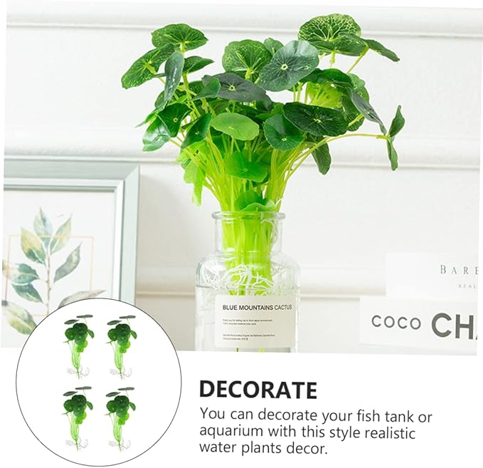 NOLITOY 4 Pcs Fish Tank Lotus Leaf Aquarium Water Grass Artificial Plants Artificiales para Fish Tank Decoration Lifelike Aquarium Plants Fake Water Plastic Flower Dining Table