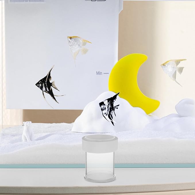 GLEAVI Aquarium Fish Tank Feeder Floating White Large Semi-Automatic Shrimp Feeding Dish with Acrylic Feeding Ring for Seahorses and Aquatic Snail Feeders