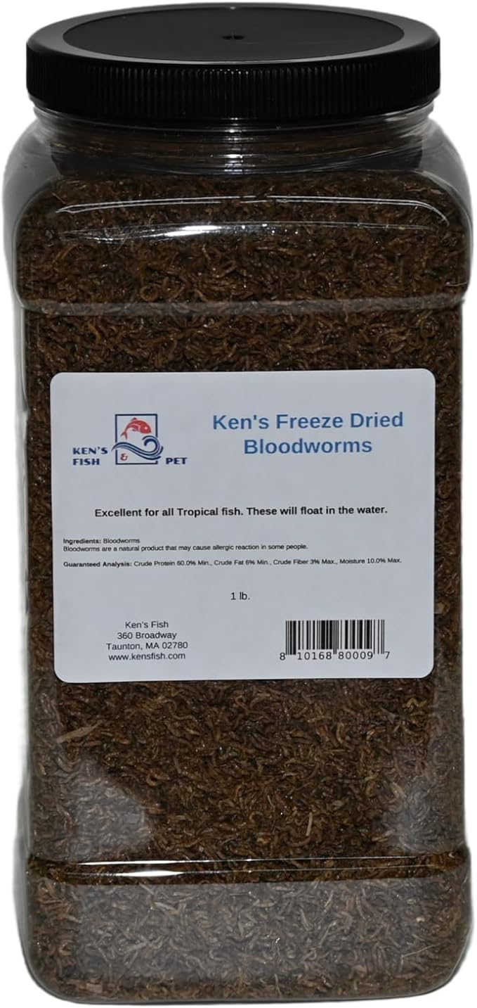 Ken's Fish & Pet Freeze Dried Bloodworms (1 lb. Jar)