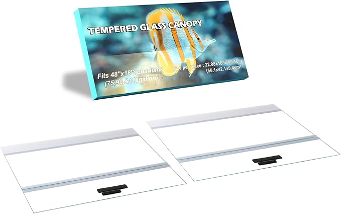 2PCS Set 22.08x16.57x0.16in(Each Piece) Clear Tempered Glass Canopy,75/90/110 Gallon Aquarium Fish Tank Hoods for Aqueon