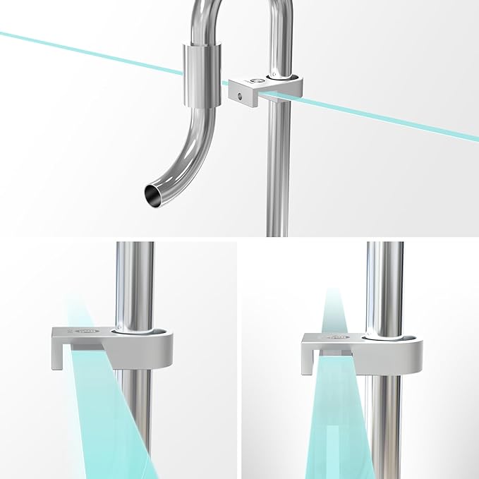 FZONE Mini Aquarium Fixing Clamp, Aluminum Alloy Holder for Rimless Aquariums Fasten Water Pipes with Anti-Overflow Card Slot for Fish Tank Inlet and Outlet Pipes 2pcs(S)