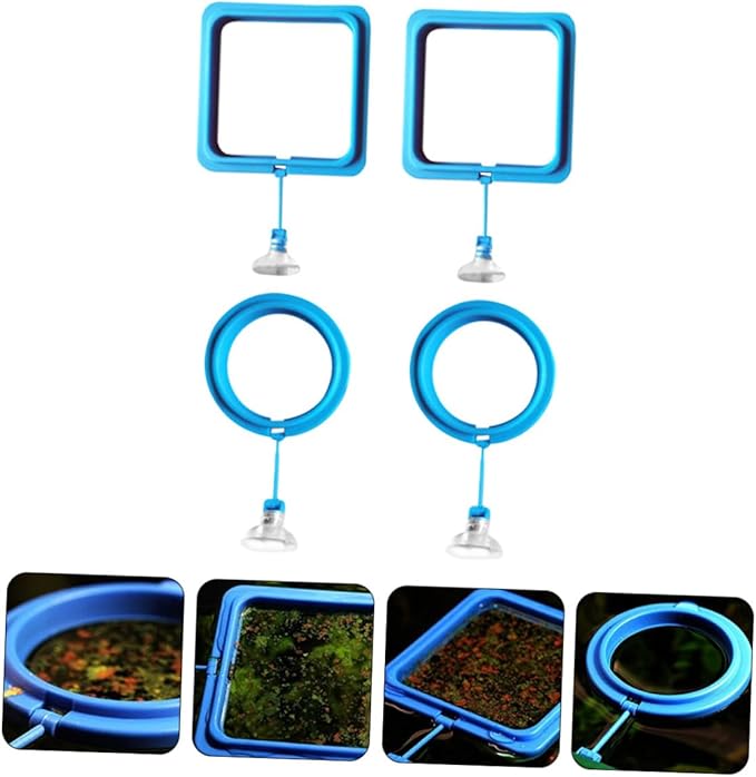 YARNOW 4pcs Automatic Fish Feeder Feeding Ring High Buoyancy Easy to Clean Wall Mountable Fashion Design