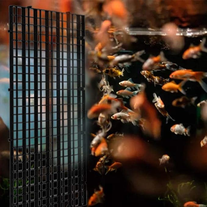 12Pcs Aquarium Grid Divider Isolation Board Fish Tank Divider Tray Aquarium Filter Separation Bottom Grid Tray Partition Net Pane for Aquatic Tank Accessory,Black
