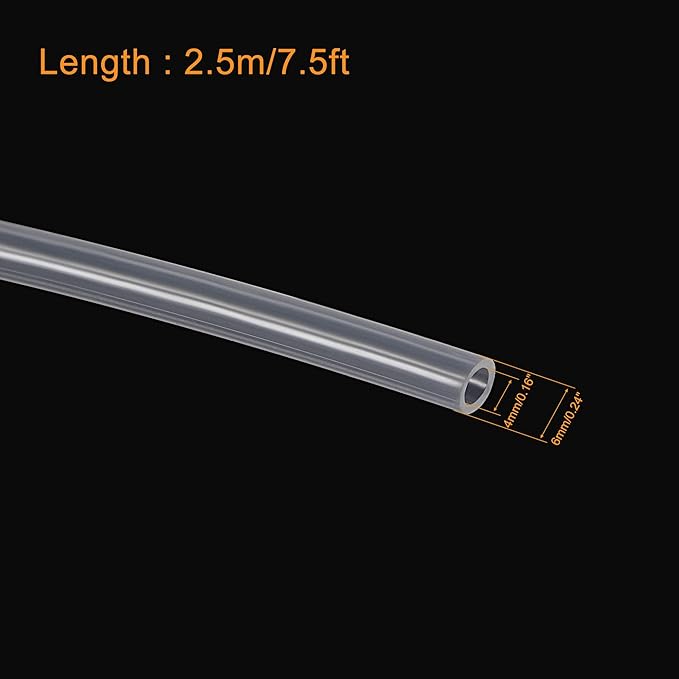 uxcell Silicone Tubing 5/32"(4mm) ID 1/4"(6mm) OD 8ft(2.5m) Aquarium Pump Air Hose Water Pipe Silicone Rubber Tube Clear with 3pcs Check Valves