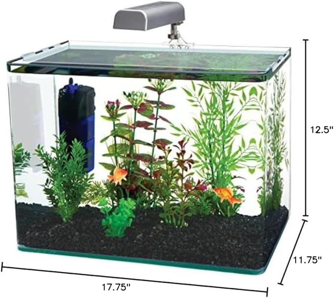 PENN-PLAX Water-World Radius Desktop Nano Aquarium Kit – Includes LED Light, Internal Filter, and Mat – Perfect for Shrimp and Small Fish – 10 Gallon Tank
