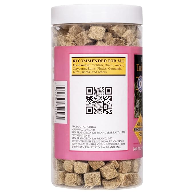 San Francisco Bay Brand Freeze Dried Tubifex Worms Fish Food - All Natural High Protein Treat for Freshwater Fish, Cichlids, Discus, Angelfish, Catfish, Barbs - Bloodworms Fish Food - 3.68 oz (104g)