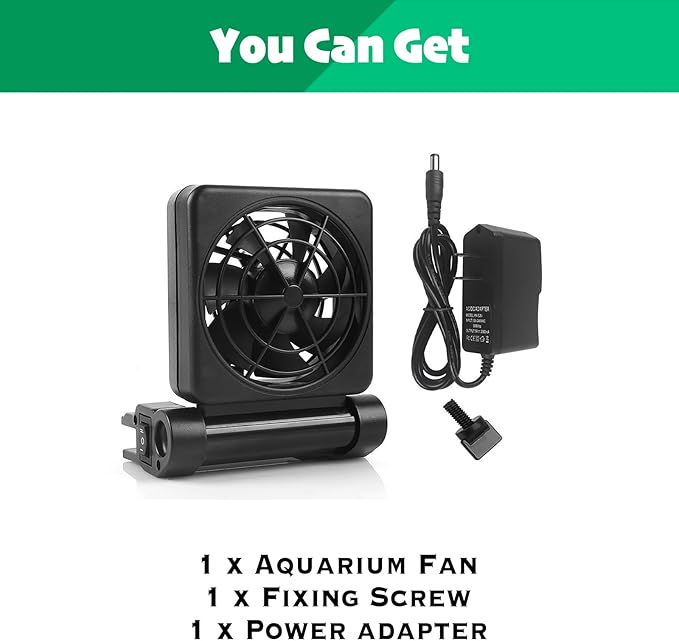 Aquarium Chiller, Fish Tank Cooling Fan System for Salt Fresh Water, 2 Variable Speed, Wide Angle Adjustable (1-Fan)