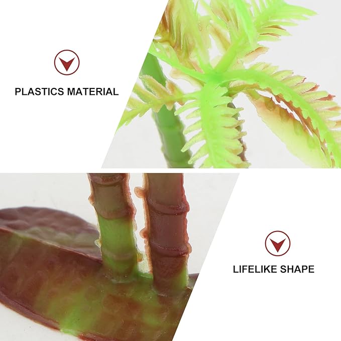 ABOOFAN 72pcs Simulation Coconut Tree Aquarium Decoration Plastic Miniature Plants for Fish Tank Sand Table Scenery Tropical Aquarium Decor Set Assorted Style