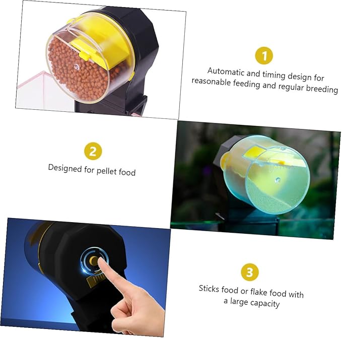 Artibetter Automatic Fish Feeder for Aquarium Small Tank Adjustable Timer Fish Food Vacation Feeder Yellow Without Battery