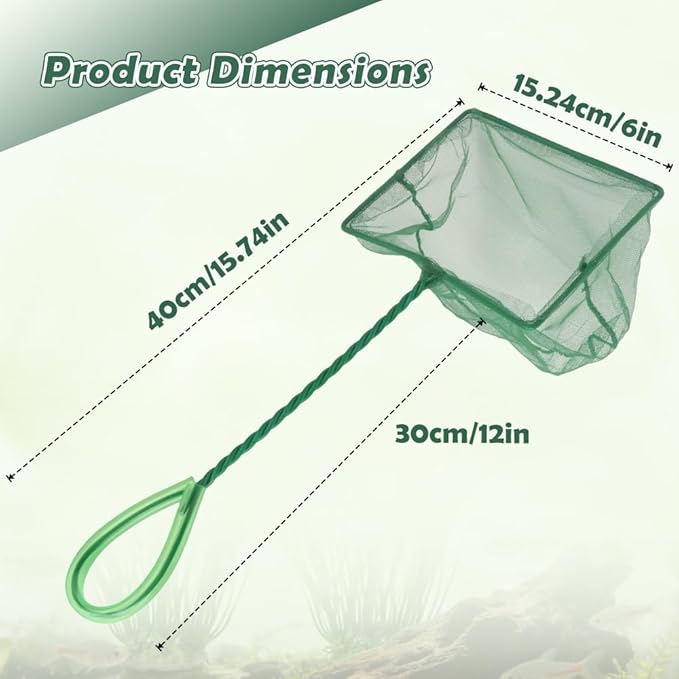 3 Pack Fish Net Aquarium Fine Fishing Mesh with Plastic Handle, 6-Inch
