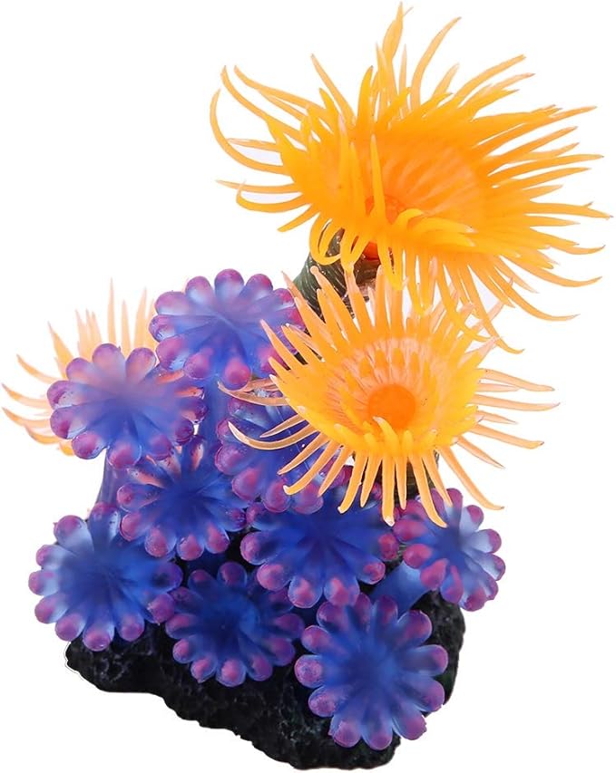 Silicone Artificial Coral, Yellow Decor for Fish Tank Ornament