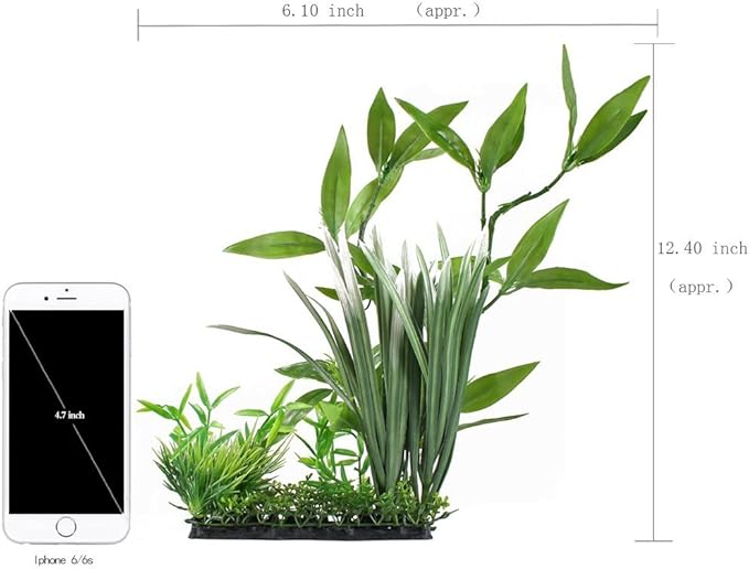 CNZ Aquarium Decor Fish Tank Decoration Ornament Artificial Plastic Plant Green 13" Tall