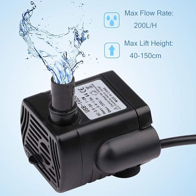 DGZZI USB Submersible Pump 3W USB-1020 DC3.5V-9V Mini Submersible Water Pump For Fish Tank Aquarium Fountain Pond