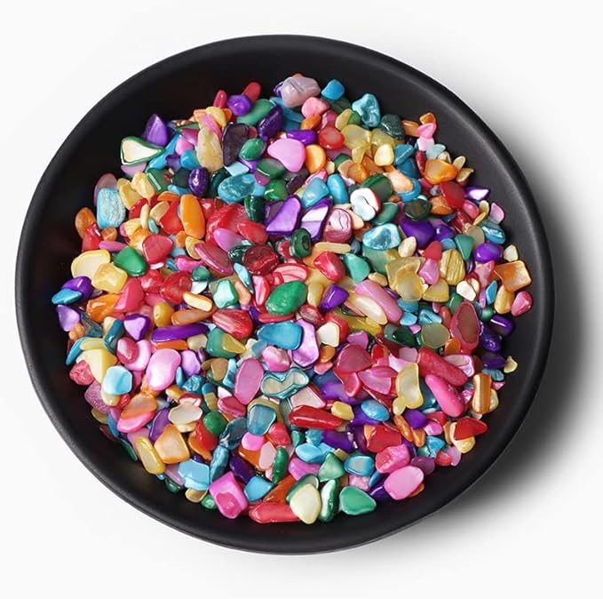 3-5MM Natural Stone Gravel Quartzs Agat Jaspers Chips Minerals Tumbled Specimen Stone Home Aquarium Decoration,NO.45 Dyed Shell,20g