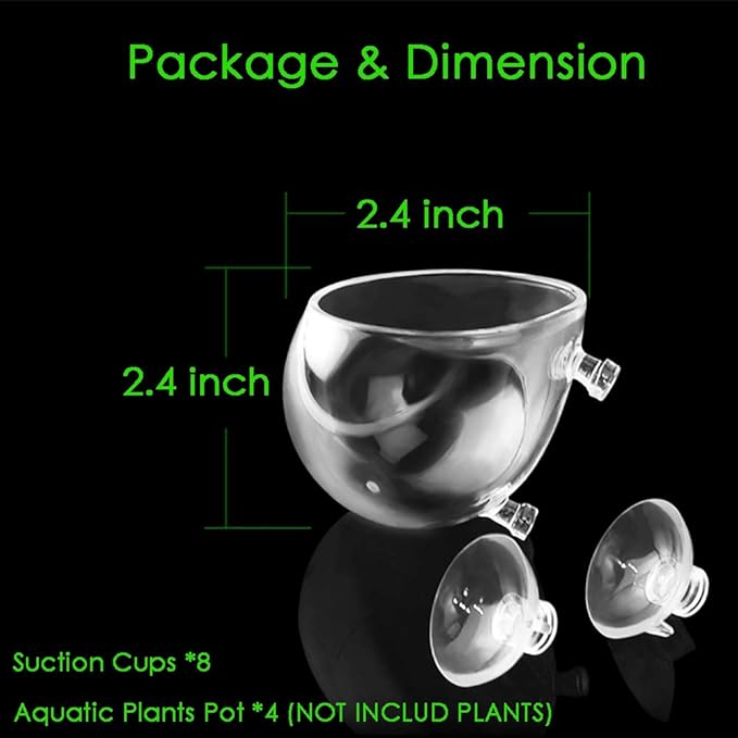 capetsma 4X Crystal Glass Aquarium Plant Pot, Aquarium Aquatic Planter, Red Shrimp Live Plants Fish Tank Glass Holder with 4X Suction Cups for Aquarium Fish Tank Decorations ⦠(4 Pack)ā¦