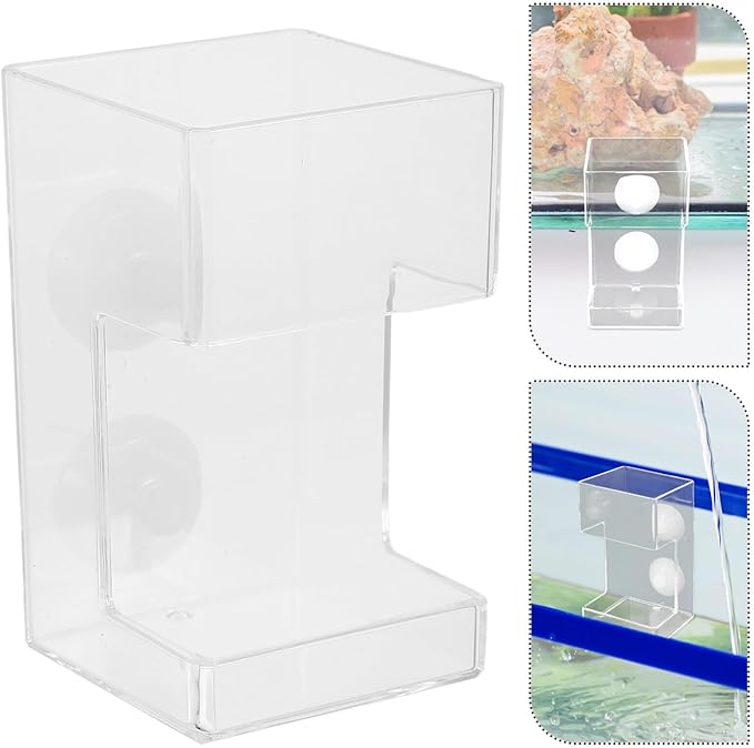 Fish Tank Feeder with Suction Cup, Automatic Food Dispenser for Aquarium, Square Design, Anti-Scattering, Sinking Shrimp and Fish Feeder for Aquarium Accessories