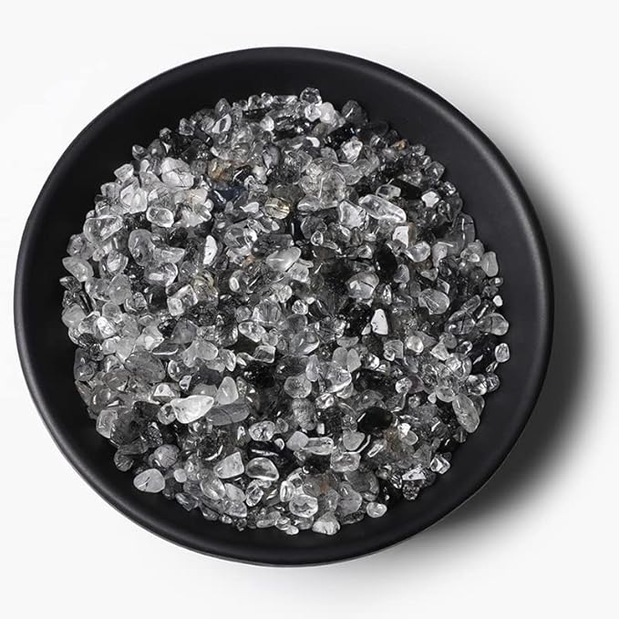 3-5MM Natural Stone Gravel Quartzs Agat Jaspers Chips Minerals Tumbled Specimen Stone Home Aquarium Decoration,NO.26 Rutilated,20g