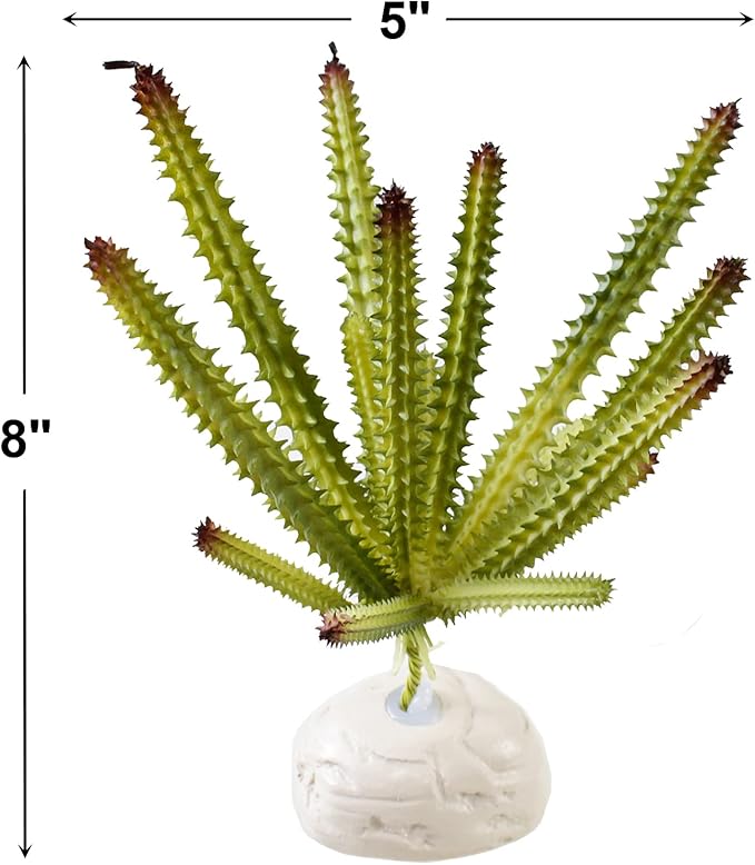 AQUANEAT Terrarium Plant, Fake Reptile Plant for Amphibian Habitat, 8 inch Tall Green