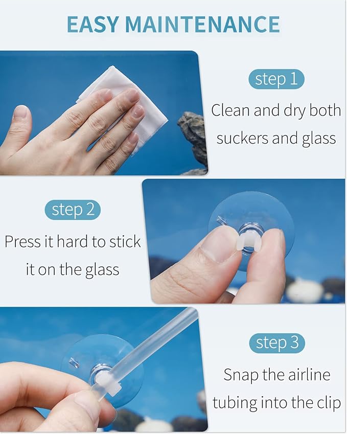 Pawfly Aquarium Suction Cup Clips for Standard 3/16" ID Airline Tubing Clear Air Hose Holder Clamp Accessories for Fish Tank Aeration Setup, 30pc