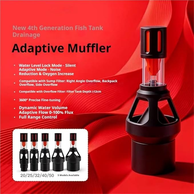 Fish Tank Silencer, H-Shaped Anti-Overflow Filter, Plastic Brush Spiral Filter, Fish Tank Accessory(Red,20mm)