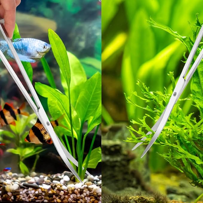 Gutsdoor Aquascape Tools Aquarium Kit, 4PCS Long Aquascaping Tools Stainless Steel Aquatic Plants Set for Fish Tank, Aquarium Plant Trimming