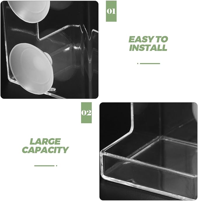 Aquarium Fish Feeder Station with Suction Cup, Automatic Fish Tank Feeding Dish for Precise Food, Anti-Drift Square Feeder Tube for Aquarium Accessories