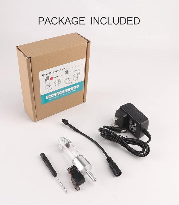 CO2 Bubble Counter with Solenoid Valve and Check Valve for CO2 Generator Regulator Planted Aquarium Quick-Plug Connection
