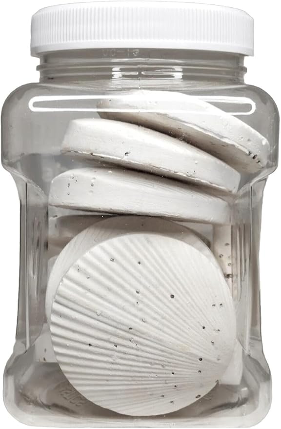 Calcium Feeder Disks for Shrimp, Snails, Crabs, Crayfish, 10 Count Jar Medium-Large Feeder Disks