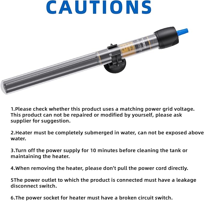 FREESEA 100 Watt Aquarium Fish Tank Heater with Aquarium Submersible Thermometer