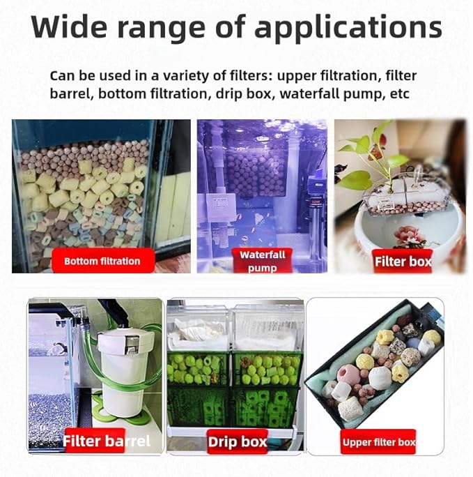 bio Balls for Aquarium Filter Media Pond Filter Material Ceramic Ring Aquarium for Fish Tank Media Bags Hollow Material Accessories (2.2, Pounds)