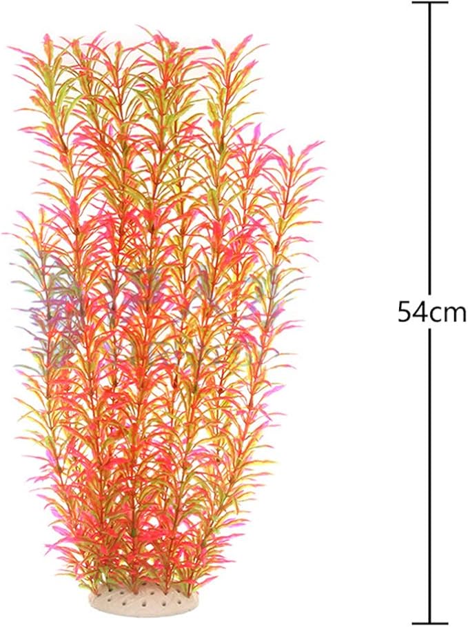 Norgail Large Aquarium Plants Artificial Plastic Fish Tank Plants Decoration Ornaments Safe for All Fish 21 Inches Tall (1pcs Pink)