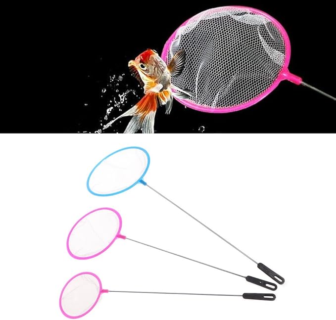 Fishing Tank Net Plastic Round Thick Fish Shrimp Capture for Aquarium Shop Tools Large 39x11.5 Color Randomly