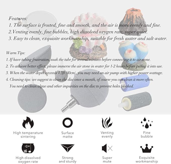 Quickun 4 Inch Nano White Air Stone Micro Bubble Ultra-High Dissolved Oxygen Bubbler Silent Diffuser Cylinder for Aquarium Fish Tank and Hydroponics