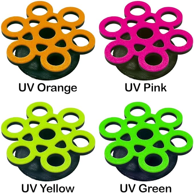 GlowRack UV Sand Frag Rack – Reef-Safe Coral Propagation Holder | Holds 7 Standard ½” Frag Plugs | Low-Profile, Substrate Base | Glows Under Reef Lighting | Handmade Aquarium Decor (UV Orange)