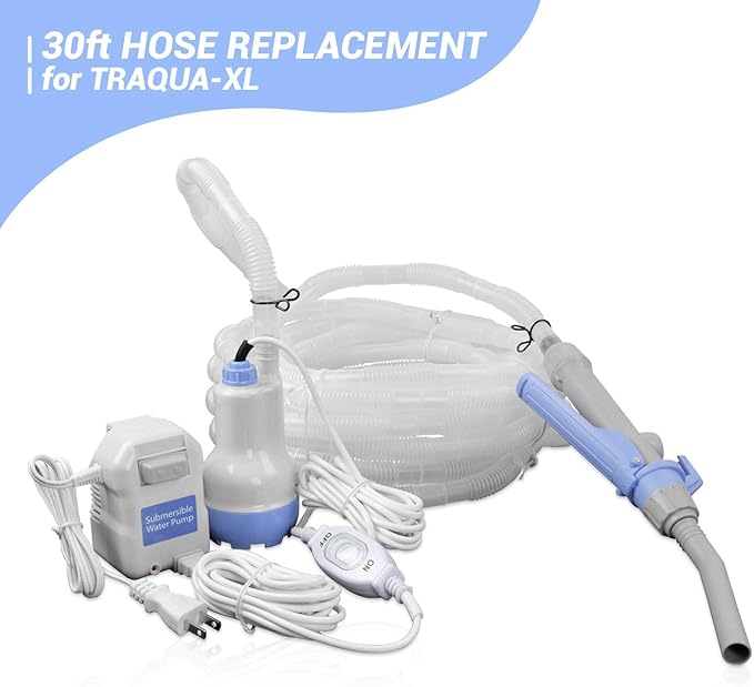 TERA PUMP Extra Long 30ft Hose For TRAQUA-XL Electric Aquarium Cleaner Pump Easy to Reach Electrical Outlet Pump Accessory