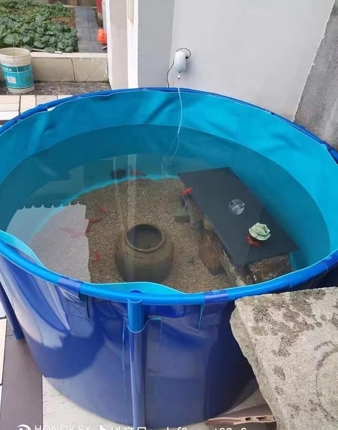 Large Collapsible Canvas Stock Tank Pond - Above Ground Fish Pond for Aquaponics, Koi, or Decorative Garden Water Feature