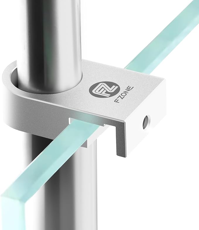 FZONE Mini Aquarium Fixing Clamp, Aluminum Alloy Holder for Rimless Aquariums Fasten Water Pipes with Anti-Overflow Card Slot for Fish Tank Inlet and Outlet Pipes 2pcs(L)