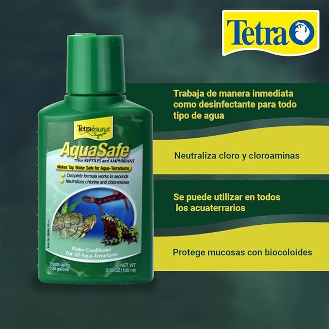 TetraFauna AquaSafe for Reptiles and Amphibians 3.38 Oz, Aqua-Terrarium Water Conditioner, Makes Tap Water Safe