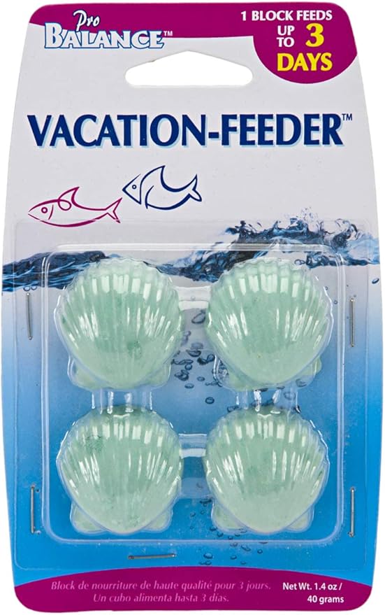 Penn-Plax Pro Balance Vacation Fish Feeder | Slow Release Food That’s Great for Weekend Vacays | 1 Block Feeds up to 3 Days | 4 Shell Shaped Blocks (1 Package)